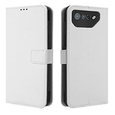 Leather Case Stands Flip Cover Holder BY1 for Asus ROG Phone 7 Ultimate White