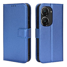 Leather Case Stands Flip Cover Holder BY1 for Asus ZenFone 10 Blue