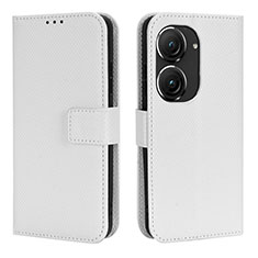 Leather Case Stands Flip Cover Holder BY1 for Asus ZenFone 10 White