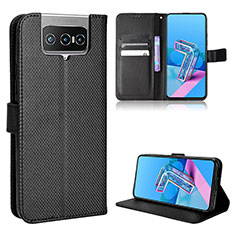 Leather Case Stands Flip Cover Holder BY1 for Asus Zenfone 7 Pro ZS671KS Black