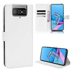 Leather Case Stands Flip Cover Holder BY1 for Asus Zenfone 7 ZS670KS White
