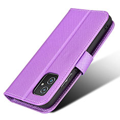 Leather Case Stands Flip Cover Holder BY1 for Asus ZenFone 8 Mini Purple