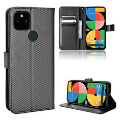 Leather Case Stands Flip Cover Holder BY1 for Google Pixel 5a 5G Black