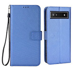 Leather Case Stands Flip Cover Holder BY1 for Google Pixel 6a 5G Blue