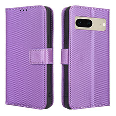 Leather Case Stands Flip Cover Holder BY1 for Google Pixel 7 5G Purple