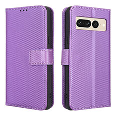 Leather Case Stands Flip Cover Holder BY1 for Google Pixel 7 Pro 5G Purple