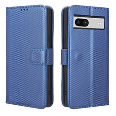 Leather Case Stands Flip Cover Holder BY1 for Google Pixel 7a 5G Blue