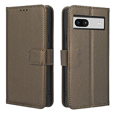 Leather Case Stands Flip Cover Holder BY1 for Google Pixel 7a 5G Brown