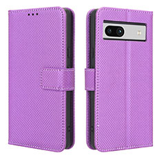 Leather Case Stands Flip Cover Holder BY1 for Google Pixel 7a 5G Purple