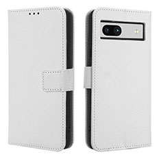 Leather Case Stands Flip Cover Holder BY1 for Google Pixel 7a 5G White