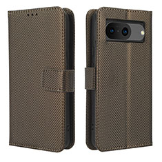 Leather Case Stands Flip Cover Holder BY1 for Google Pixel 8 5G Brown