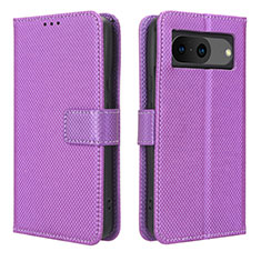 Leather Case Stands Flip Cover Holder BY1 for Google Pixel 8 5G Purple