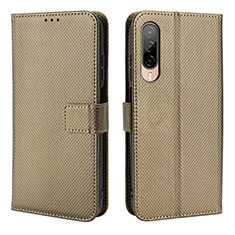 Leather Case Stands Flip Cover Holder BY1 for HTC Desire 22 Pro 5G Brown