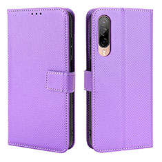 Leather Case Stands Flip Cover Holder BY1 for HTC Desire 22 Pro 5G Purple