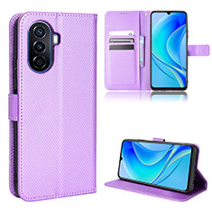 Leather Case Stands Flip Cover Holder BY1 for Huawei Enjoy 50 Purple