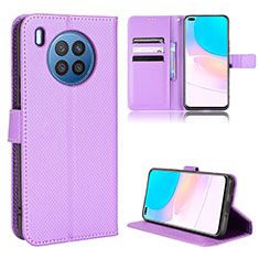 Leather Case Stands Flip Cover Holder BY1 for Huawei Honor 50 Lite Purple