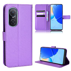 Leather Case Stands Flip Cover Holder BY1 for Huawei Honor 50 SE 5G Purple