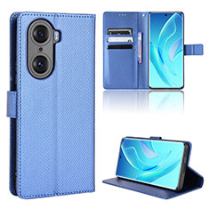 Leather Case Stands Flip Cover Holder BY1 for Huawei Honor 60 5G Blue