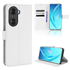 Leather Case Stands Flip Cover Holder BY1 for Huawei Honor 60 Pro 5G White