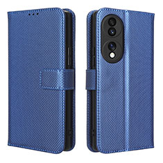 Leather Case Stands Flip Cover Holder BY1 for Huawei Honor 70 5G Blue