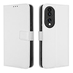 Leather Case Stands Flip Cover Holder BY1 for Huawei Honor 70 5G White