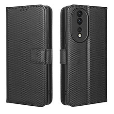 Leather Case Stands Flip Cover Holder BY1 for Huawei Honor 80 5G Black