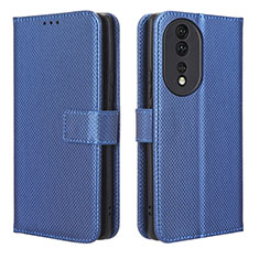 Leather Case Stands Flip Cover Holder BY1 for Huawei Honor 80 5G Blue