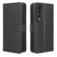 Leather Case Stands Flip Cover Holder BY1 for Huawei Honor 80 Pro 5G Black