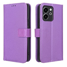 Leather Case Stands Flip Cover Holder BY1 for Huawei Honor 80 SE 5G Purple