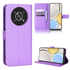 Leather Case Stands Flip Cover Holder BY1 for Huawei Honor Magic4 Lite 5G Purple