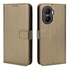 Leather Case Stands Flip Cover Holder BY1 for Huawei Honor X40i 5G Brown