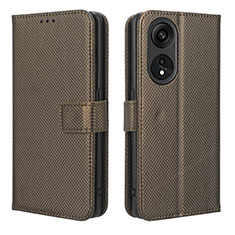 Leather Case Stands Flip Cover Holder BY1 for Huawei Honor X5 Plus Brown