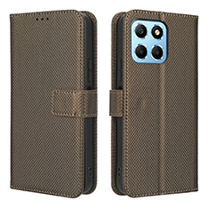 Leather Case Stands Flip Cover Holder BY1 for Huawei Honor X6 5G Brown