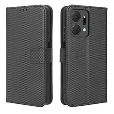 Leather Case Stands Flip Cover Holder BY1 for Huawei Honor X7a Black