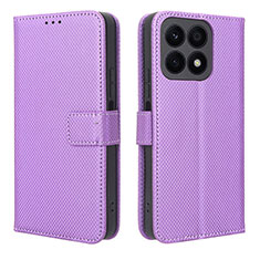 Leather Case Stands Flip Cover Holder BY1 for Huawei Honor X8a 4G Purple