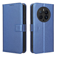 Leather Case Stands Flip Cover Holder BY1 for Huawei Mate 50 Pro Blue