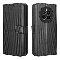 Leather Case Stands Flip Cover Holder BY1 for Huawei Mate 50E Black