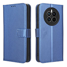 Leather Case Stands Flip Cover Holder BY1 for Huawei Mate 50E Blue