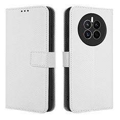 Leather Case Stands Flip Cover Holder BY1 for Huawei Mate 50E White