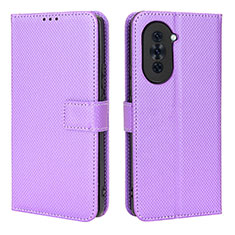 Leather Case Stands Flip Cover Holder BY1 for Huawei Nova 10 Pro Purple