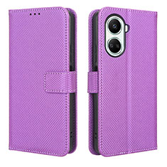 Leather Case Stands Flip Cover Holder BY1 for Huawei Nova 10 SE Purple