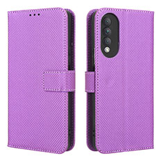 Leather Case Stands Flip Cover Holder BY1 for Huawei Nova 10z Purple