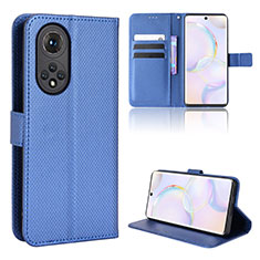 Leather Case Stands Flip Cover Holder BY1 for Huawei Nova 9 Blue