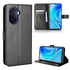 Leather Case Stands Flip Cover Holder BY1 for Huawei Nova Y70 Plus Black