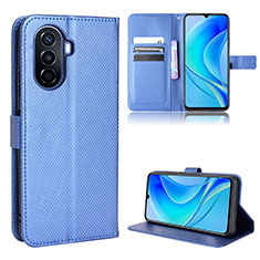 Leather Case Stands Flip Cover Holder BY1 for Huawei Nova Y70 Plus Blue