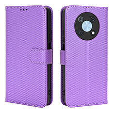 Leather Case Stands Flip Cover Holder BY1 for Huawei Nova Y90 Purple