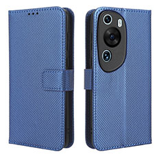 Leather Case Stands Flip Cover Holder BY1 for Huawei P60 Art Blue