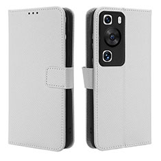 Leather Case Stands Flip Cover Holder BY1 for Huawei P60 White