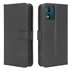 Leather Case Stands Flip Cover Holder BY1 for Motorola Moto E13 Black