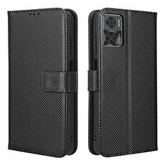 Leather Case Stands Flip Cover Holder BY1 for Motorola Moto E22 Black